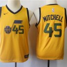 Youth Utah Jazz Donovan Mitchell Yellow Kids Basketball Jersey Embroidered