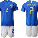 American Cup Brazil Away Blue Dani Alves Jersey Shorts Sets