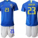 American Cup Brazil Away Blue Ederson Jersey Shorts Sets