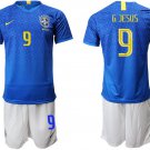 American Cup Brazil Away Blue Gabriel Jesus Jersey Shorts Sets