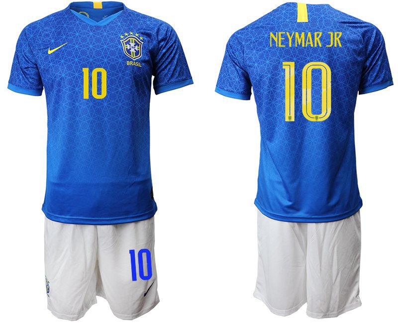 American Cup Brazil Away Blue Neymar Jr Santos Jersey Shorts Sets