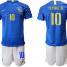 American Cup Brazil Away Blue Neymar Jr Santos Jersey Shorts Sets