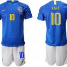 American Cup Brazil Away Blue Ricardo Kaka Jersey Shorts Sets