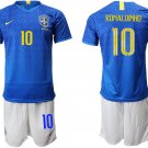 American Cup Brazil Away Blue Ronaldinho Jersey Shorts Sets