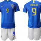 American Cup Brazil Away Blue Ronaldo Jersey Shorts Sets