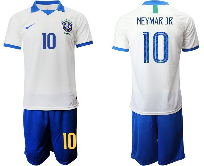 American Cup Brazil Away White Neymar Jr Santos Jersey Shorts Sets