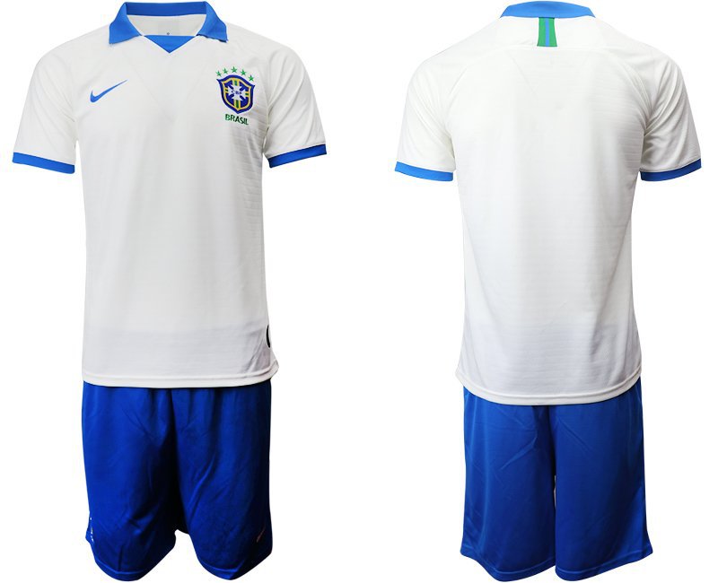 American Cup Brazil Away White Team Jersey Shorts Sets