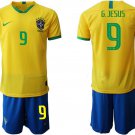 American Cup Brazil Home Gold Gabriel Jesus Jerseys Shorts Sets