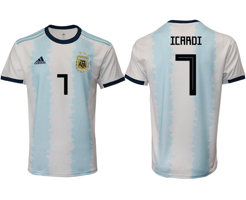 Argentina National Team Home Blue #7 Mauro Icardi Jersey