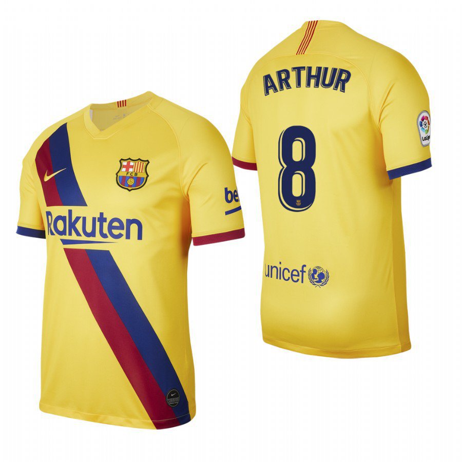 Barcelona #8 Arthur Yellow Stadium Away Jersey