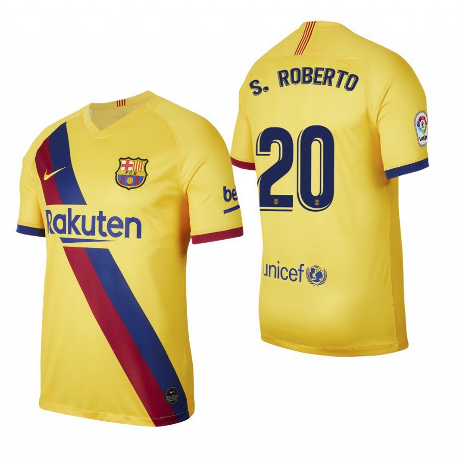 Barcelona #20 Sergi Roberto Yellow Stadium Away Jersey