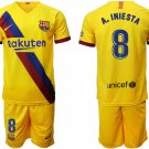 Barcelona Andres Iniesta Away Yellow Jersey Shorts Sets