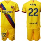Barcelona Arturo Vidal Away Yellow Jersey Shorts Sets
