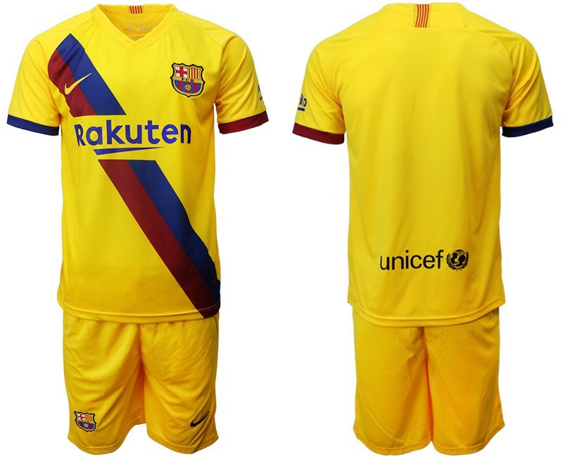 Barcelona Away Yellow Team Jersey Shorts Sets