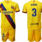 Barcelona Gerard Pique Away Yellow Jersey Shorts Sets