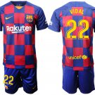 Barcelona Home Arturo Vidal Jersey Shorts Soccer Sets