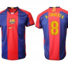 Barcelona Home Blue Andres Iniesta Throwback Soccer Jersey