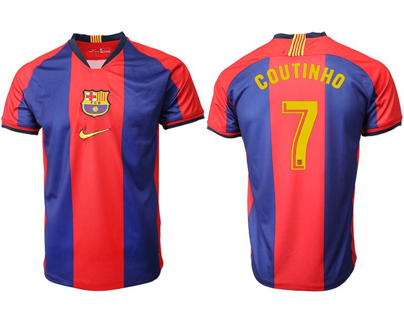 Barcelona Home Blue Coutinho Throwback Soccer Jersey