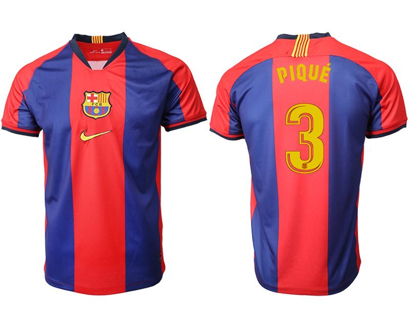 Barcelona Home Blue Gerard Pique Throwback Soccer Jersey