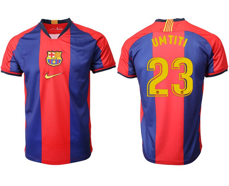 Barcelona Home Blue Samuel Umtiti Throwback Soccer Jersey