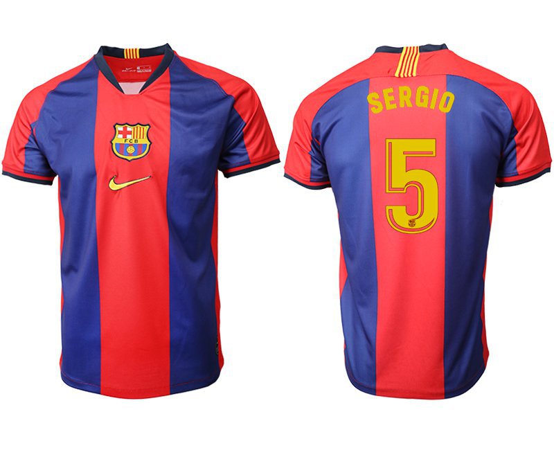 Barcelona Home Blue Sergio Busquets Throwback Soccer Jersey