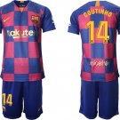 Barcelona Home Coutinho Jersey Shorts Soccer Sets