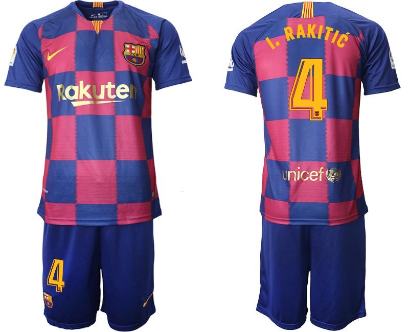 Barcelona Home Ivan Rakitic Jersey Shorts Soccer Sets