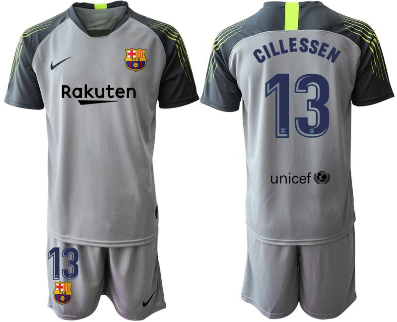 Barcelona Jasper Cillessen Goalkeeper Grey Jersey Shorts Sets