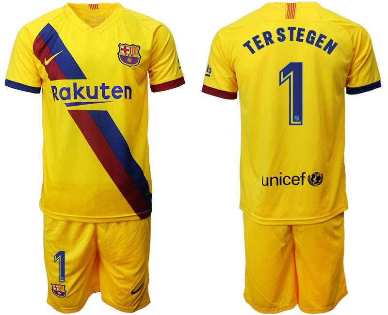 Barcelona Marc-Andre Ter Stegen Away Yellow Jersey Shorts Sets