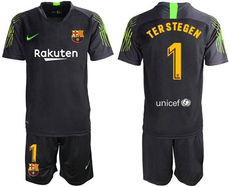 Barcelona Marc-Andre Ter Stegen Goalkeeper Black Jersey Shorts Sets