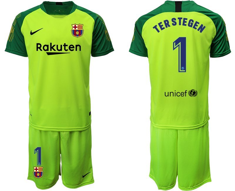 Barcelona Marc-Andre Ter Stegen Goalkeeper Green Jersey Shorts Sets