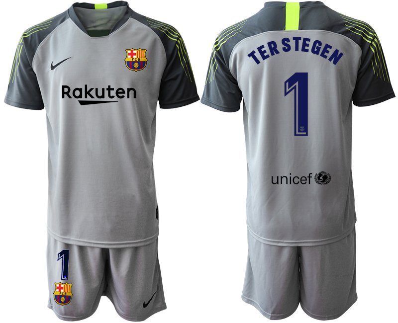 Barcelona Marc-Andre Ter Stegen Goalkeeper Grey Jersey Shorts Sets