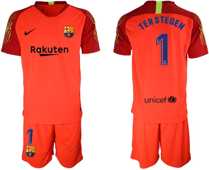 Barcelona Orange Marc-Andre ter Stegen Goalkeeper Jersey Shorts Soccer Sets