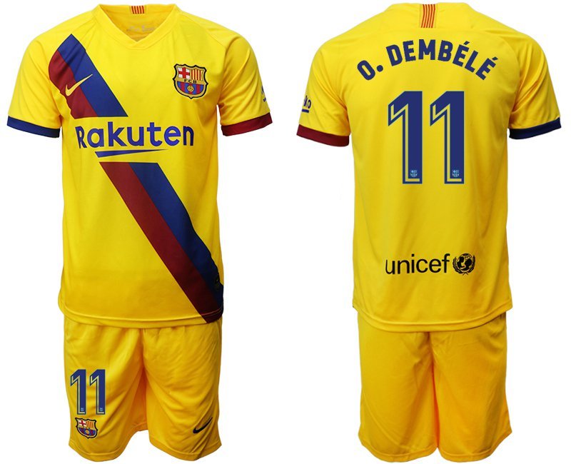 Barcelona Ousmane Dembele Away Yellow Jersey Shorts Sets