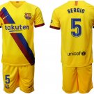 Barcelona Sergio Busquets Away Yellow Jersey Shorts Sets