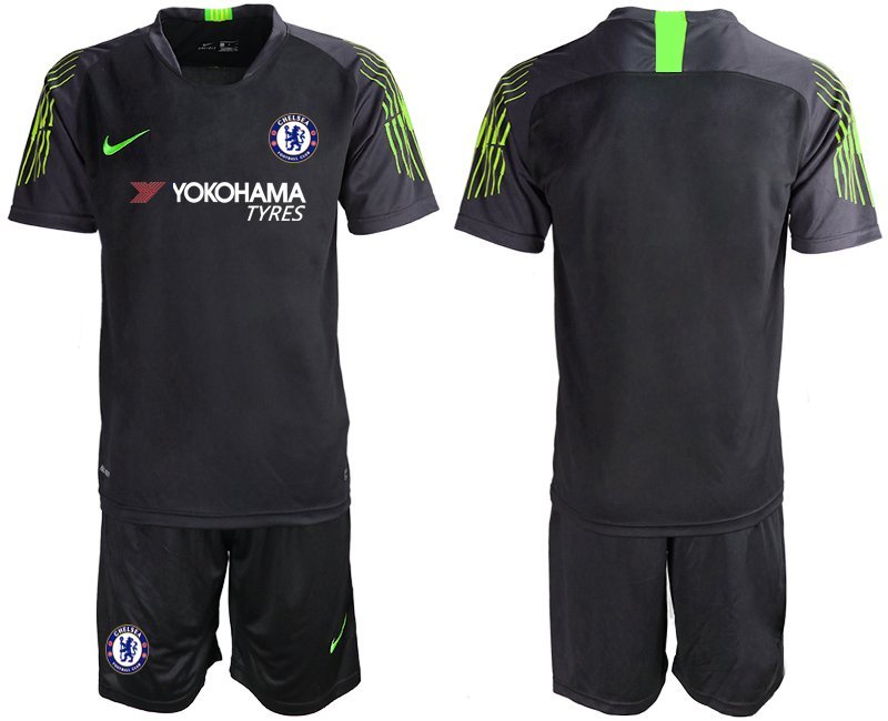 Chelsea Black Goalkeeper Team Jersey Shorts Soccer Sets