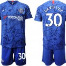 Chelsea David Luiz Blue Home Soccer Jersey Shorts Sets