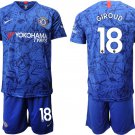 Chelsea Olivier Giroud Blue Home Jersey Shorts Soccer Sets