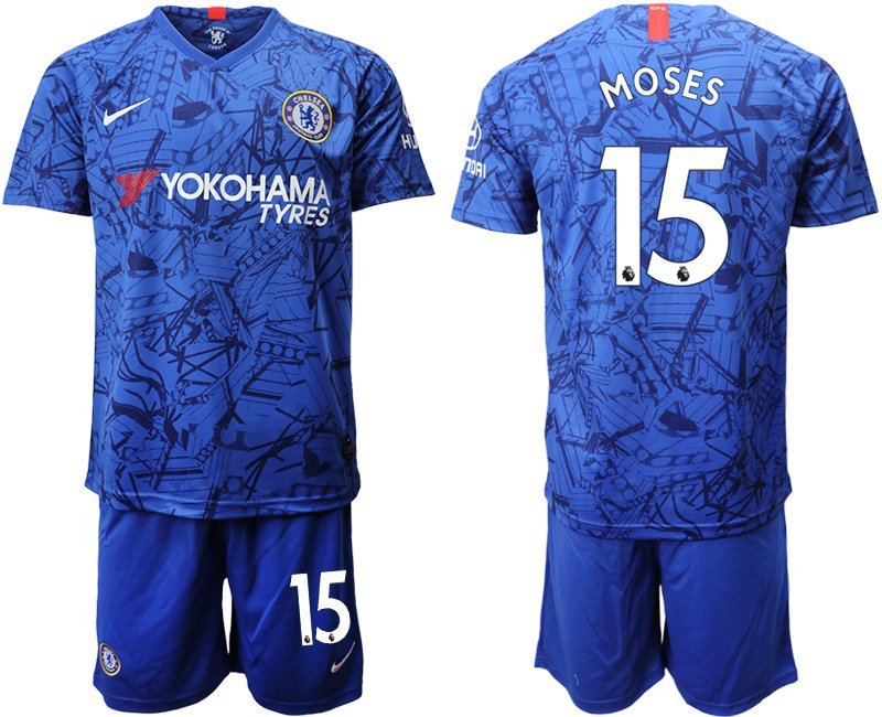 Chelsea Victor Moses Blue Home Jersey Shorts Soccer Sets