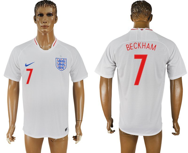 England Home White David Beckham Soccer Jersey