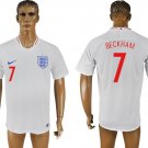 England Home White David Beckham Soccer Jersey
