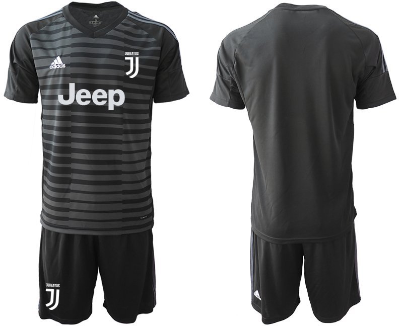 Juventus Black Goalkeeper Team Jersey Shorts Soccer Sets