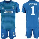 Juventus Blue Szczesny Goalkeeper Jersey Shorts Soccer Sets