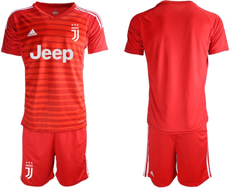Juventus Red Goalkeeper Team Jersey Shorts Soccer Sets