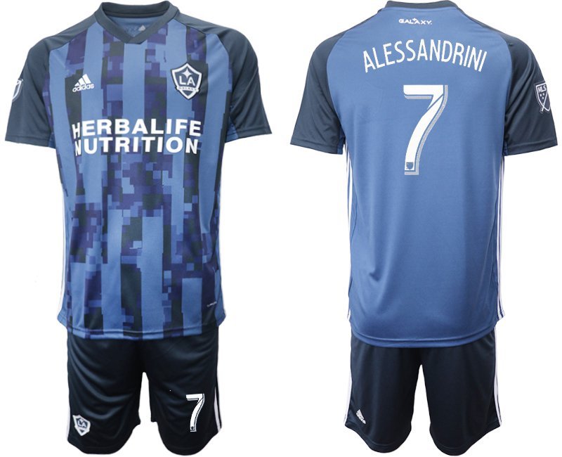 LA Galaxy ALESSANDRINI Blue Away Jersey Shorts Soccer Sets