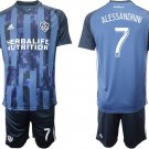LA Galaxy ALESSANDRINI Blue Away Jersey Shorts Soccer Sets