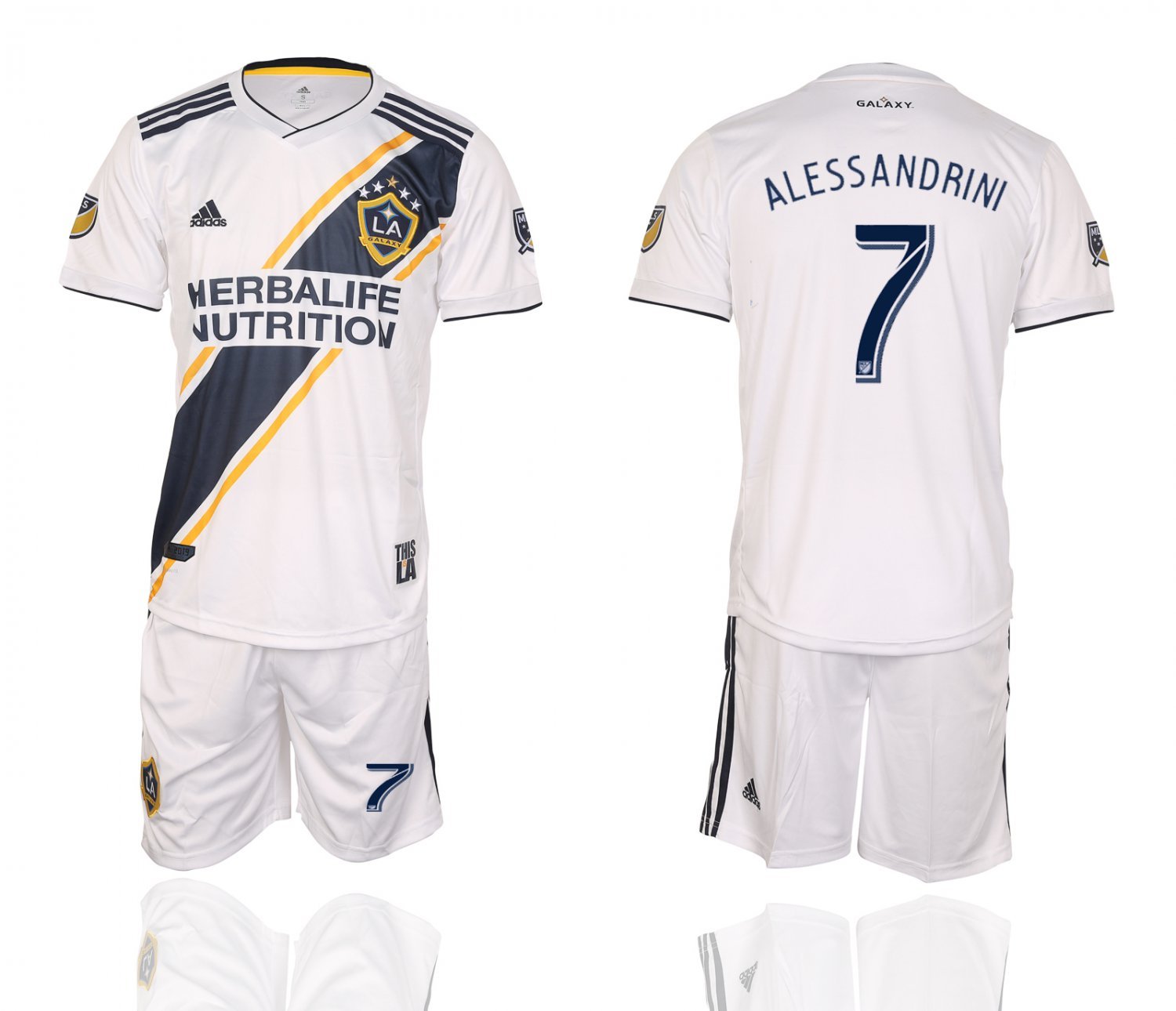 LA Galaxy Alessandrini White Home Jersey Shorts Soccer Sets