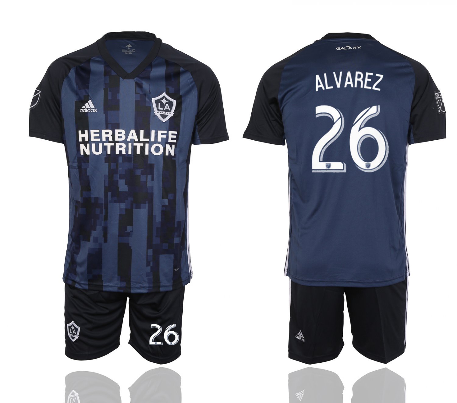 LA Galaxy ALVAREZ Blue Away Jersey Shorts Soccer Sets