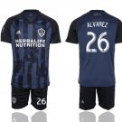 LA Galaxy ALVAREZ Blue Away Jersey Shorts Soccer Sets