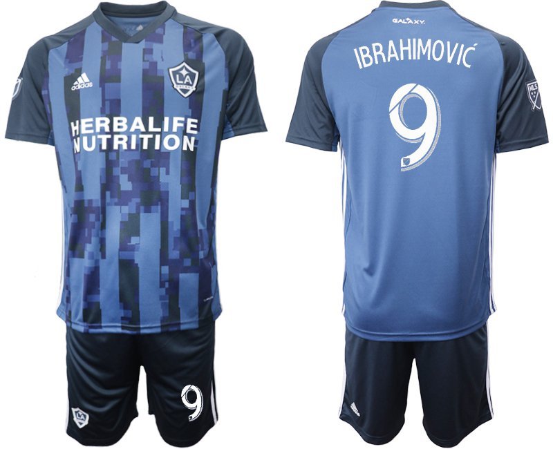 LA Galaxy Ibrahimovic Blue Away Jersey Shorts Soccer Sets